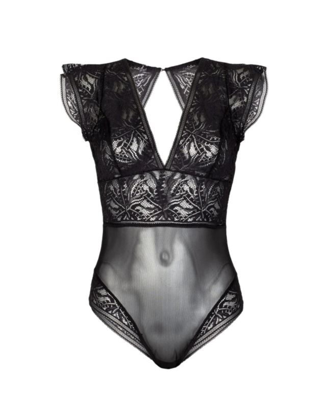 Amara Black Leaf Bodysuit