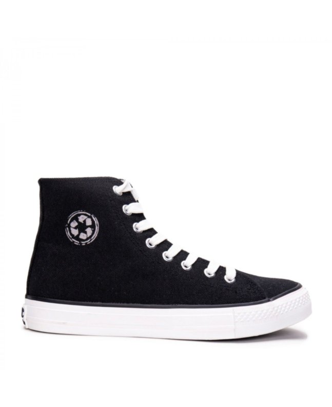 REDO BLACK VEGAN HIGH TOP SNEAKERS LACE-UP